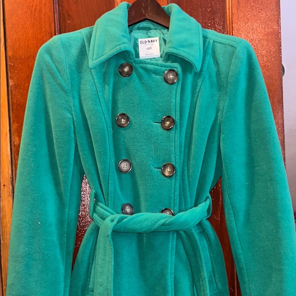 Old Navy Women's Teal Double-Breasted Coat